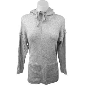 Saks Fifth Avenue Gray Knit Hoodie Hooded Pullover Sweater Sweatshirt Top Size S